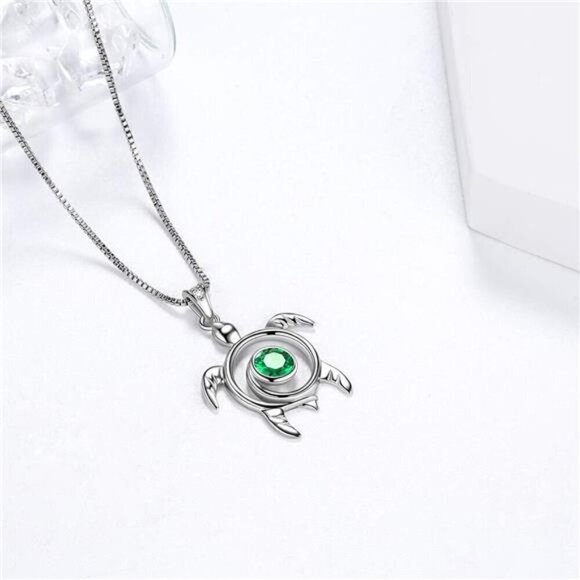 Silver Turtle Necklace Aurora Tears Celtic Spiral 925 Sterling Silver Womens - Picture 4 of 6